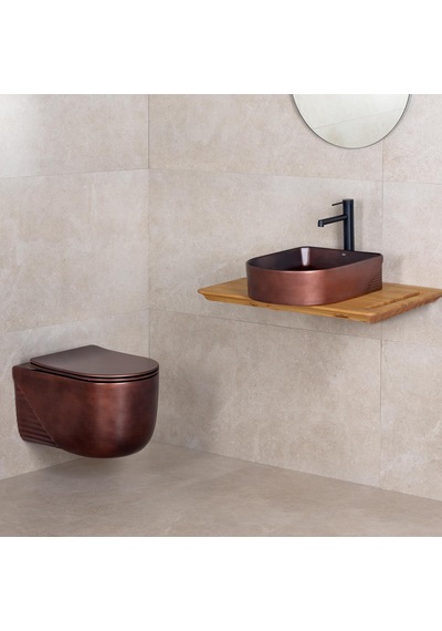 Eh-5110c Tezgah Üstü Lavabo Mat Bronz Bordo