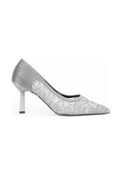 Paris Shoes Kadın Platin File Detaylı Topuklu Ayakkabı - Elantra PLATIN