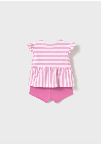 Kız Bebek 4'lü Tişört Şort Takım Pembe 1670 Pembe