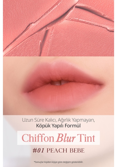 Pürüzsüz Ve Kadifemsi Dokulu, Doğal Görünüm Sunan Tint Clıo Chiffon Blur Tint 01 Peach Bebe 01