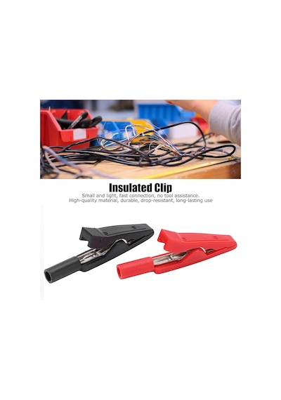 Ic-243d 2mm Banana Jak Girişli Krokodil Timsah Ağzı Siyah-kırmızı Set