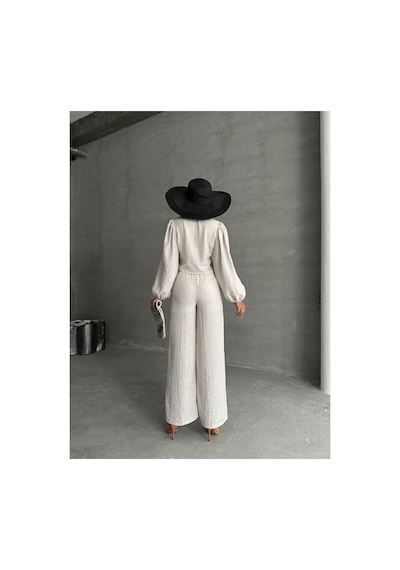 Verymoda Çizgili Önden Bağlamalı Bluz F1804 Taş Gümüş