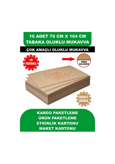 10 Adet 70cm X 104cm Baskısız Tabaka Oluklu Mukavva, Çocuk Etkinlik Kartonu, Maket Kartonu, Kargo Kartonu