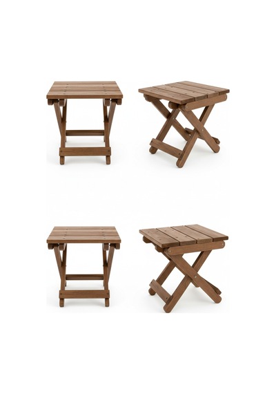 Katlanabilir Ahşap Kamp Taburesi Piknik, Kamp, Balıkçı Ve Balkon Taburesi Siyah - 834368798 Siyah
