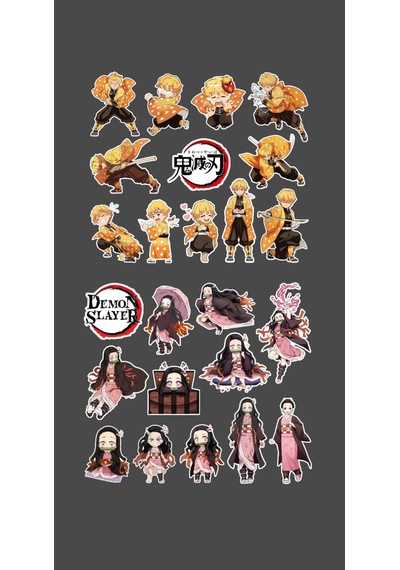 Zenitsu Agatsuma-nezuko Kamado-demon Slayer - 2li Sticker Set - Parlak Kağıt - Başarı Çıkartmaları- Süsleme Etiket