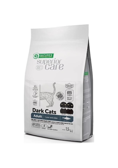 Nature's Protection Siyah Tüylü Kediler İçin Ringa Balıklı Yetişkin Kedi Maması 1500 G