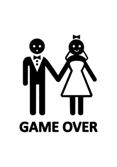 Evlendik Ve Game Over Sticker Oto Motor Laptop Duvar Folyo Sticker 15x18 Cm