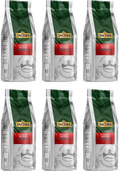 Jacobs Banquet Medium Espresso Beans Çekirdek Kahve 6 x 1 KG