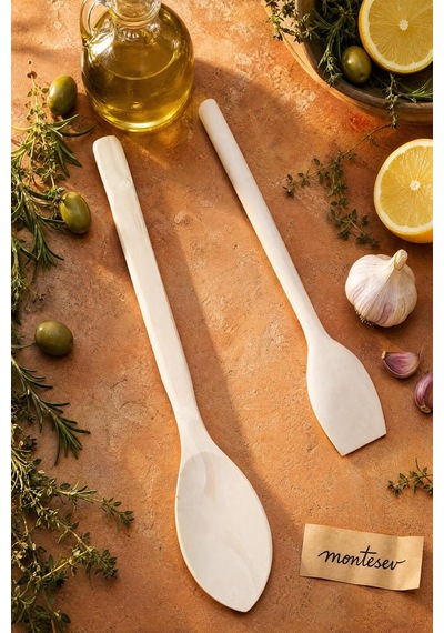 Doğal Şimşir Ağacı Ahşap Tahta Kaşık Spatula Seti Ağaç Kaşık 2li Set Diğer