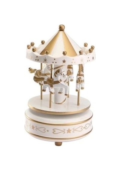 Atlı Karınca Müzik Kutusu Gold-beyaz Renk Mz-417 01