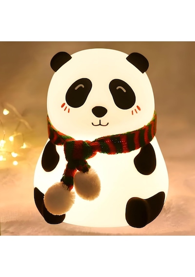 Sevimli Panda Gece Lambası Silikon Led Işık Çocuk Odası Dekoru Hediye Gözü Açık Çok Renkli