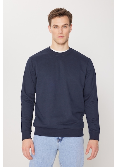 AC&Co / Altınyıldız Classics Standart Fit Normal Kesim Pamuk Bisiklet Yaka Erkek Sweatshirt Lacivert