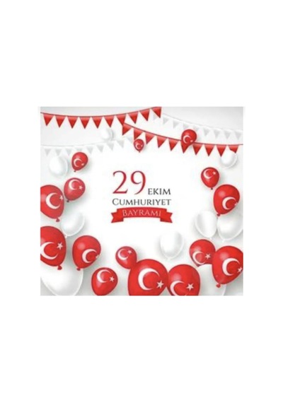 Türk Bayraklı Balon 30 Adet Kırmızı Kırmızı