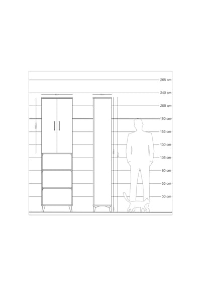 Arges Dolap 5 Raflı 2 Kapaklı 60x30x221 Antrasit-çam Antrasit