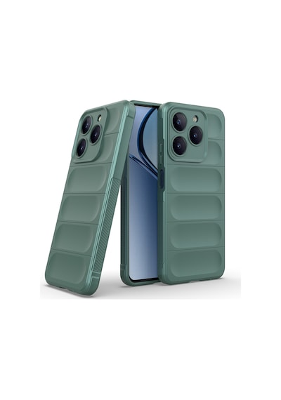 Realme C63 Kılıf Kamera Korumalı Esnek Silikon Parmak Şeritli Pazarplus Koyu Yeşil