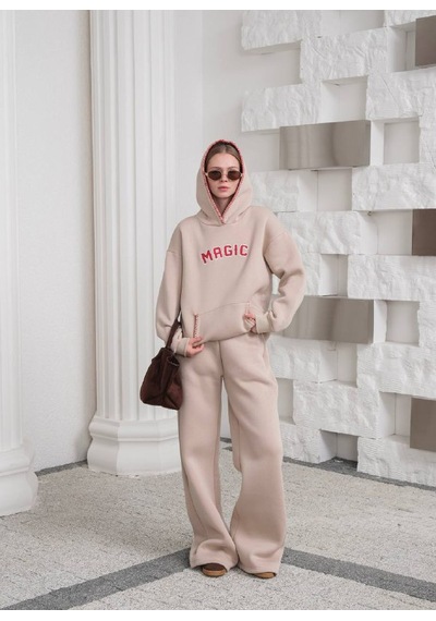 Fonna Fashion Esf-2912 Bayan Eşofman Takım Kapşonlu Bej