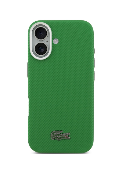 Apple iPhone 17 Kılıf Lacoste Lisanslı M-safe Uyumlu Pvc Pike Desenli İkonik Timsah Logolu Kapak Yeşil
