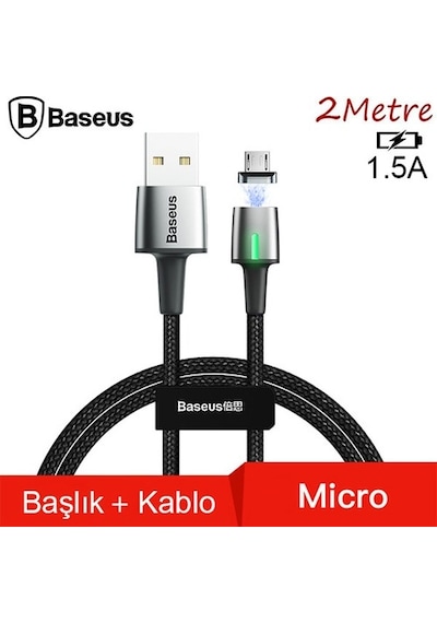 Baseus Zinc Magnetic Usb Kablo Şarj Android Mikro Başlık 2Metre