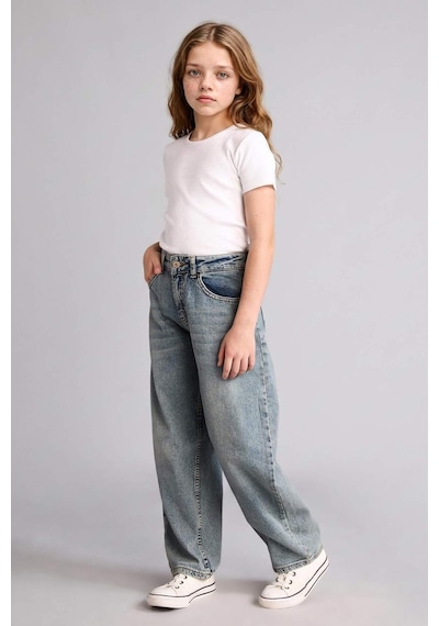 Defacto Baggy Fıt Jean Pantolon Kız Çocuk H6075a826spnm28 Mavi-nm28