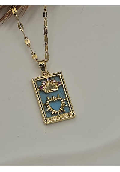 The Empress Tarot Kartı Çelik Kolye Altın