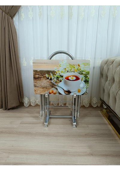 Çanta Zigon Sehpa,4'lü Sehpa, Zigon Sehpa, Camlı Sehpa - Fincan