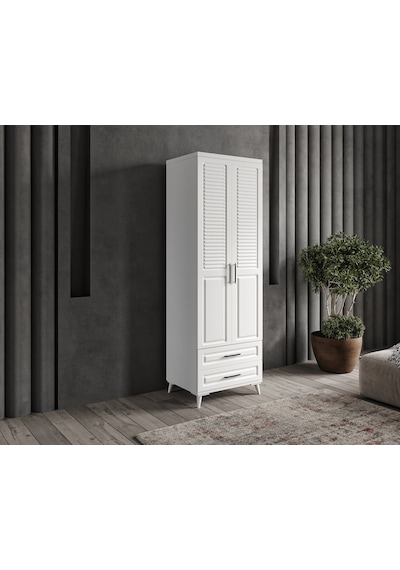 GuneyStore Sanat 2 Kapaklı Komple MDF Beyaz Gardırop