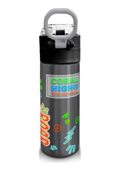 Coral High Kids Siyah Gri Dinozor Desenli Pipetli Ve Direkt İçim Çelik Termos 500 Ml 31946 Siyah - Yeşil