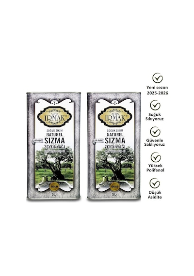 Altın Irmak Yeni Sezon Özel Harman Soğuk Sıkım Naturel Sızma Soğuk Sıkım Zeytinyağı 2 x 5 L