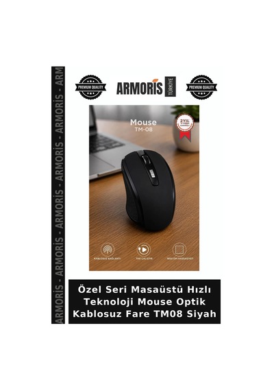 Özel Seri Masaüstü Hızlı Teknoloji Mouse Optik Kablosuz Fare Tm08 Siyah