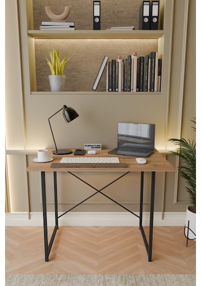 Metal Ayaklı Çalışma Masası Ofis Masası Atlantik Çam 60 x 90