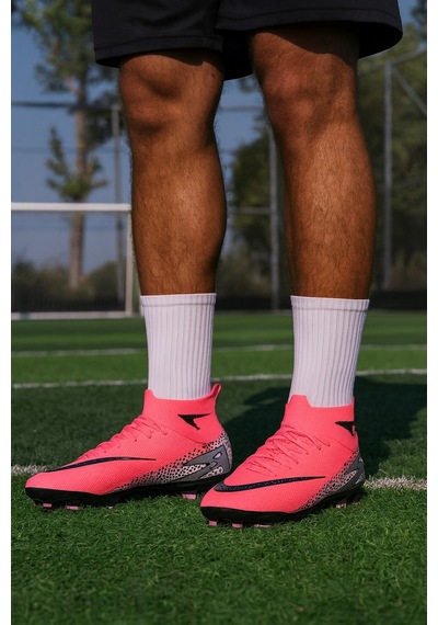 Çoraplı Krampon Futbol Ayakkabı Pembe