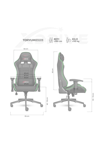 Xdrive Toryum Oyuncu Koltuğu Yeşil/Siyah