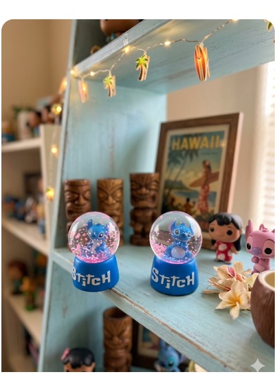 Ayder Online Satış Işıklı mavi renk 2 li Stitch Kar küre4cm-6cm