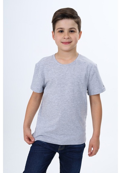 Toontoy Kids Toontoy Erkek Çocuk Bisiklet Yaka Kısa Kollu Tişört Gri