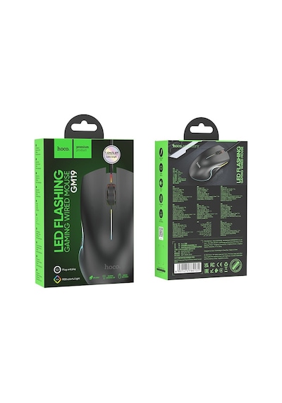 Hoco GM19 RGB Led Işıklı Oyuncu Kablolu Optik Mouse
