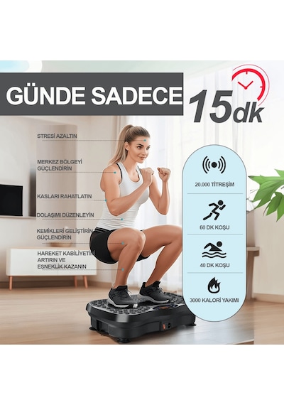 Yüksek Titreşimli Egzersiz Platformu Bluetooth Masaj Aleti Ev Fitness Cihazı Direnç Lastiği Hediye