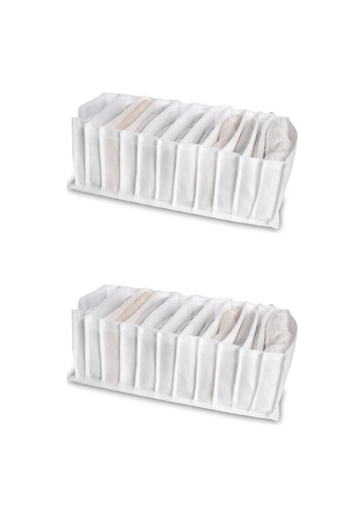 Serstil 2 Adet - Medium 11 Gözlü Çekmece Içi Düzenleyici Organizer 16 X 40 X 12 Beyaz