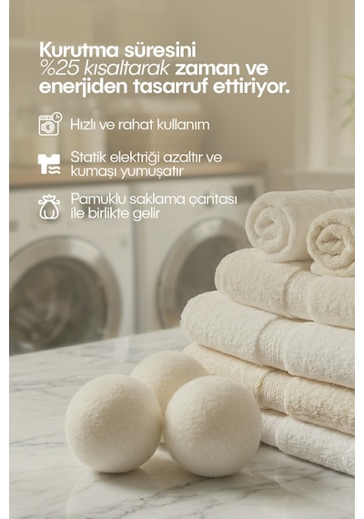 Çamaşır Yün Kurutma Topu - Doğal Yumuşatıcı - Kurutma Makinesi Için - 3 Adet - Xl Tr Diğer