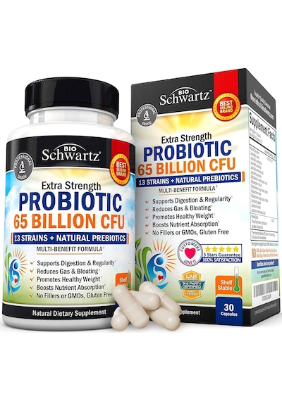 Bioschwartz Probiotic 65 Billion Probiotics With Prebiotic For Women & Men - Lactobacillus Acidophilus Digestive Health 30 Caps Aromasız Bioschwartz Probiotic 65 Billion Probiotics With Prebiotic For Women & Men - Lactobacillus Acidophilus Digestive Health 30 Caps Aromasız