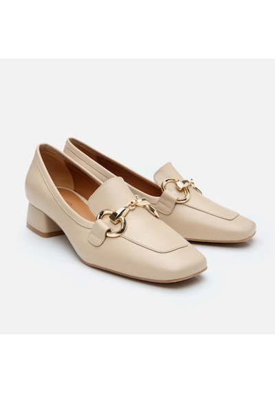 Hotiç Kadın Deri Bej Tokalı Kalın Topuklu Loafer 01ayh303990a310 Bej-beıge Bej