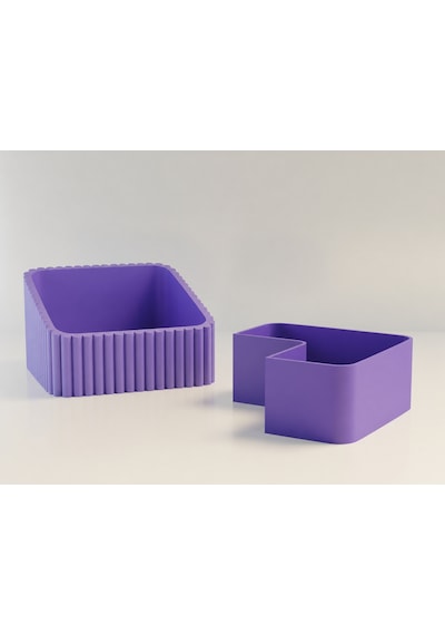 3d Baskı Fıstık Kasesi - Çift Hazneli Kabuk Ayırıcı Sunum Kasesi - Mor Mor