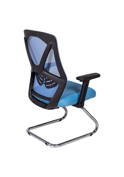 Ofisbazaar Dolphin Siyah Fileli Misafir Koltuğu Ergonomik Toplantı Ve Bekleme Koltuğu Açık Mavi Mavi