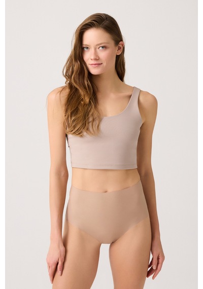 Los Ojos Lazer Kesim Yüksek Bel Görünmez Külot High Waisted Briefs Bej