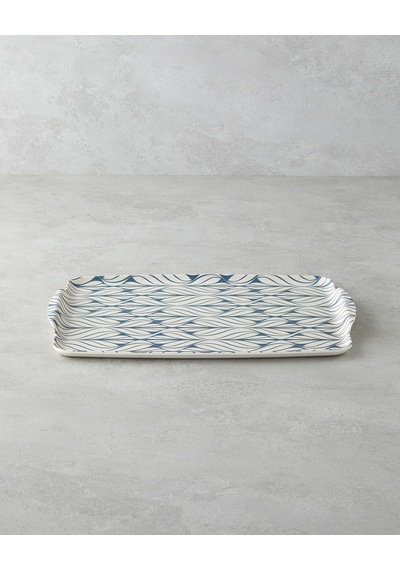 Cosy Stripe Melamin 2'li Tepsi 42x31 Cm + 25x38 Cm Mavi Mavi