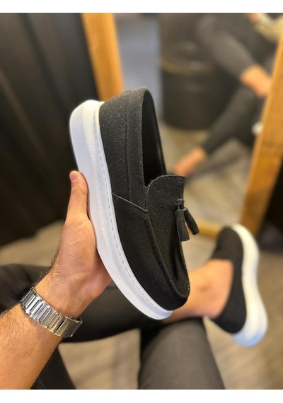 Knack Günlük Spor Klasik Ayakkabı 818 Siyah Süet Beyaz Taban 001
