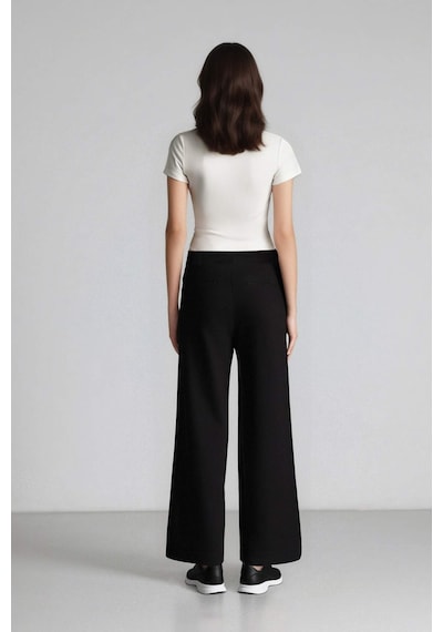 Defacto Wide Leg Cepli Pensli Basıc Klasik Dokuma Palazzo Pantolon C6375AX24HS Siyah