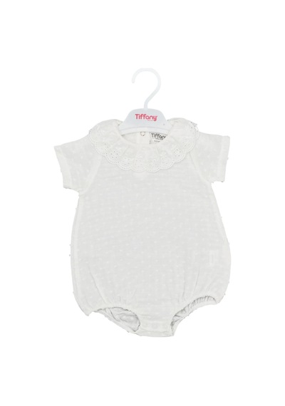 Tiffany Baby & Kids Tiffany Müslin Newborn Pure Theme Yarım Kol Fırfır Body 10008 Ekru