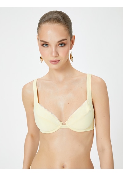 Koton Bikini Üstü Dantel Şeritli Balenli Sarı 4sak10174mm Sarı