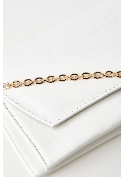 Vivaq Kadın Beyaz Zarf Tasarım 2 Bölmeli Mini Zincir Askılı Çıt Çıt Kapama Clutch Ve El Çantası