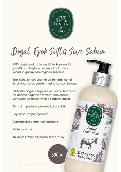 Eyüb Sabri Tuncer Eşek Sütlü Sıvı Sabun 6 x 500 ML + Rosie Pamuk